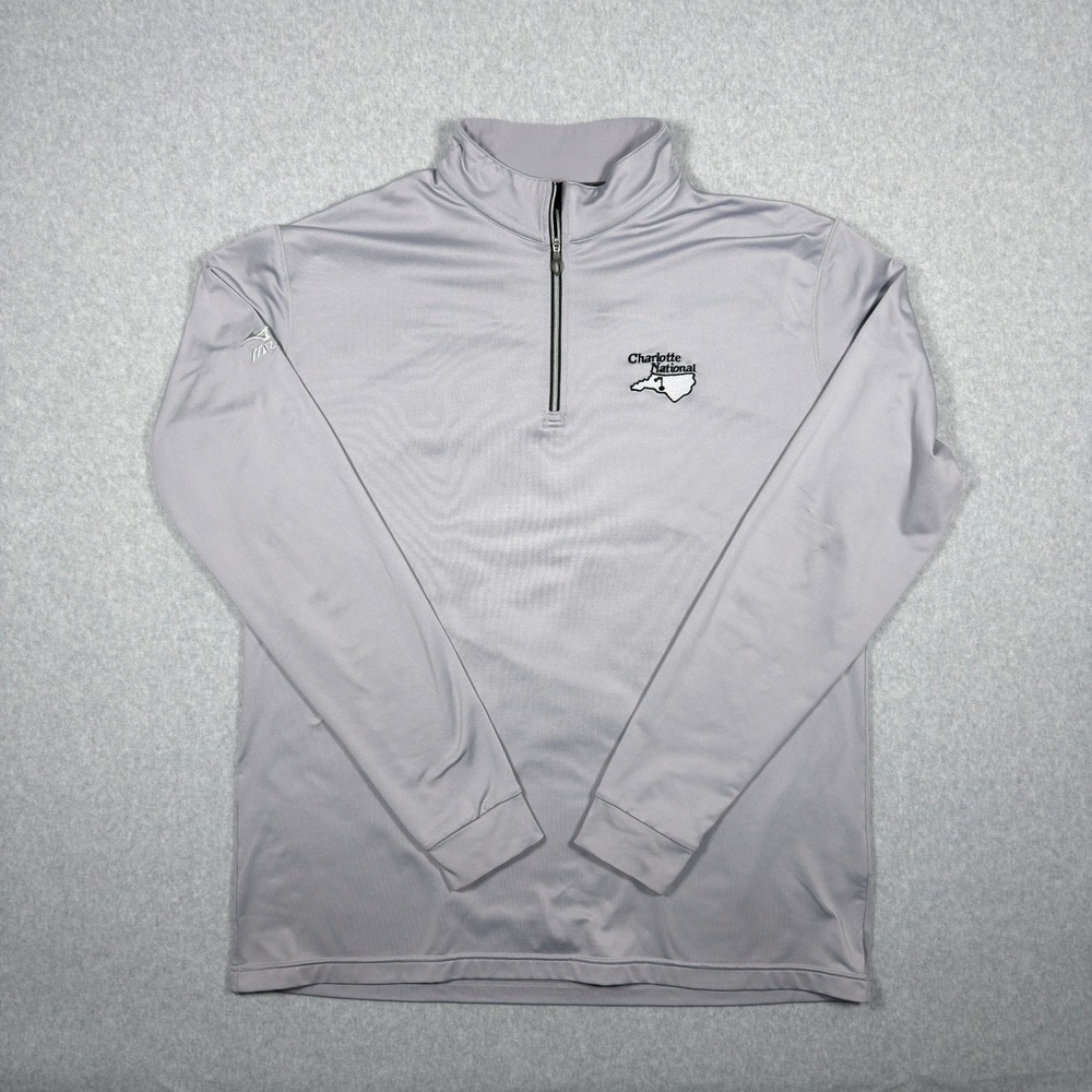 Mizuno WarmaLite Mens Gray Charlotte National Golf 1/4 Zip Pullover L